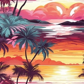 Tropical Retrowave Sunset