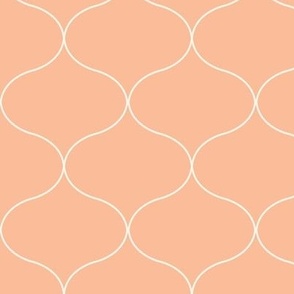 Peony Blooms - Ogee pattern on Peach Fuzz background