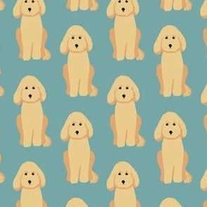 Golden Doodle Dogs on Blue 