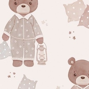 Sleepy Watercolor Teddy bears-Large scale