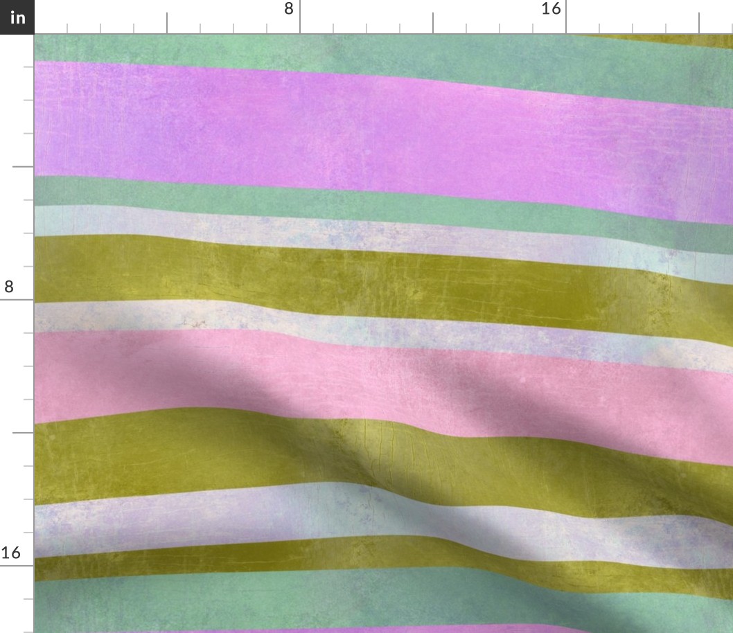 Doodle Bugs Satin Stripe Horizontal: Green and Pink 