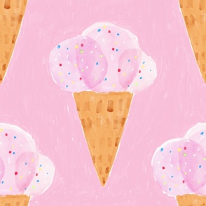 Strawberry Gelato JUMBO Hand Painted Watercolor Ice Cream