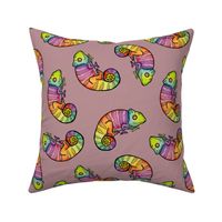 Rainbow Chameleon Watercolor - Blush Pink