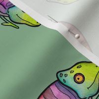 Rainbow Chameleon Watercolor - Green