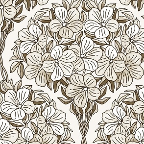 Delicate Plumbago Bouquet - taupe brown monochrome