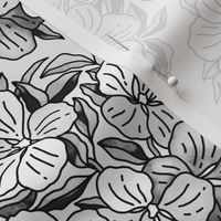 Delicate Plumbago Bouquet - black and white, medium 
