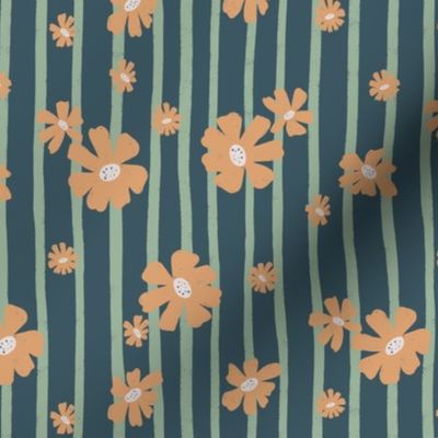 Verdant Stripe - Minimal Floral pattern 