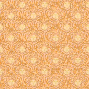 happy sun orange yellow pink boho fantasy celestial |  sun rays, smiling face, optimism, cheerful suns in joyful colors | coordinate blender half dropmedium 