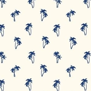 Ditsy Palm Trees cream-navy