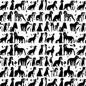 Abstract Dogs // Doodle abstract black and white