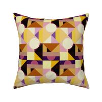 Medium Scale // Bold Geometric Print in Warm Yellow & Purples - Midcentury Modern Inspired