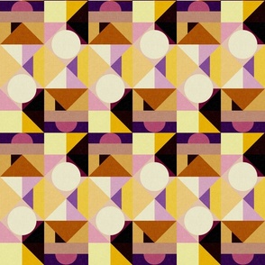 Medium Scale // Bold Geometric Print in Warm Yellow & Purples - Midcentury Modern Inspired