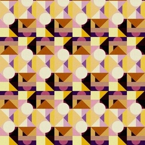 Smaller Scale // Bold Geometric Print in Warm Yellow & Purples - Midcentury Modern Inspired