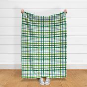 Large / Green, Mint and Blue Watercolor Plaid