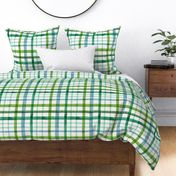 Large / Green, Mint and Blue Watercolor Plaid