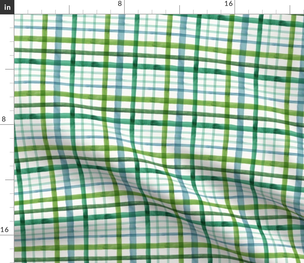 Small / Shamrock Plaid in Green, Mint and Blue Watercolor