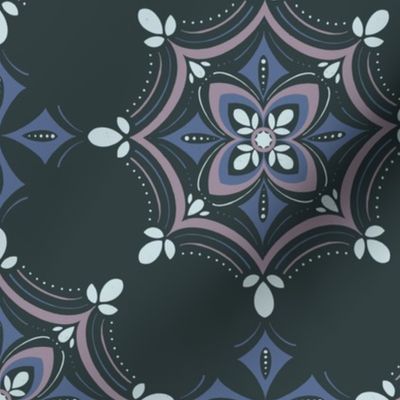 Modern Moroccan Mandala - Green & Violet - Medium