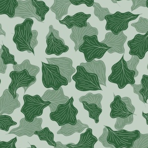 Forest leaves in shades of green