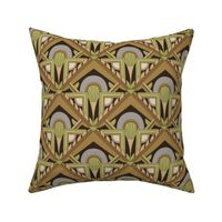 Medium Scale // Geometric Abstract Art Deco in Olive Green Brown & Pale Lavender