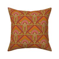Medium Scale // Geometric Abstract Art Deco in Warm Pink Red Orange & Lime Green