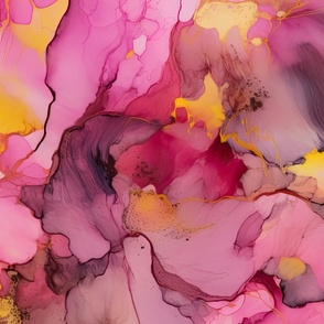 Dawn Pink, Yellow and Rose Gold Alcohol Ink Liquid Swirls