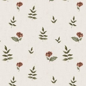 Small Dainty Folk Floral - Cream 