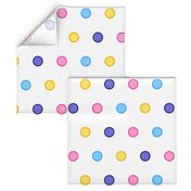 Sweet Ditsy Polka Dots - LARGE - Pastel Candy Multi Baby Pink Yellow & Blue