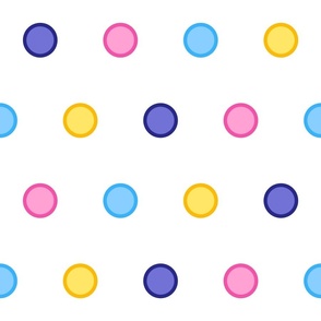 Sweet Ditsy Polka Dots - LARGE - Pastel Candy Multi Baby Pink Yellow & Blue