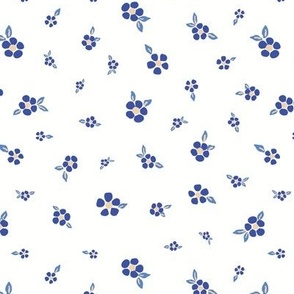 Micro Arts and Crafts flowers in dutch blue / scandinavian ditsy floral