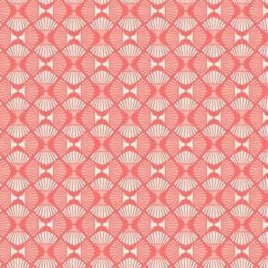 Angular fan seashell geometric block print in peach, pink and white (small)