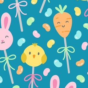 Easter Cake Pops on Teal (Large Scale)