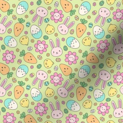 Kawaii Easter on Green (Small Scale)