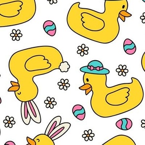 Easter Rubber Ducks on White (Large Scale)