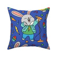 Rock And Roll Bunnies on Blue (Large Scale)