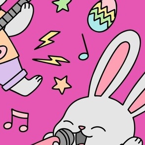 Rock And Roll Bunnies on Magenta (Large Scale)
