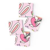 Rock And Roll Bunnies on Pink (Large Scale)