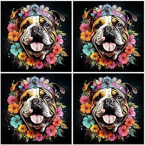 English Bulldog Boho 1 9x9"