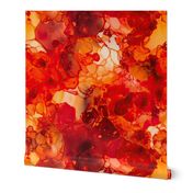 Sunset Orange and Red with Rose Gold Alcohol Ink Liquid Swirls