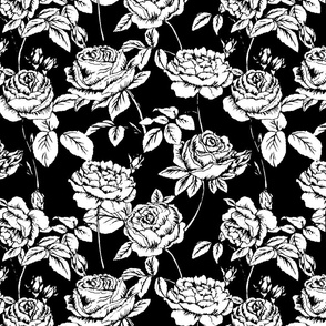 Western gothic Black and white floral roses