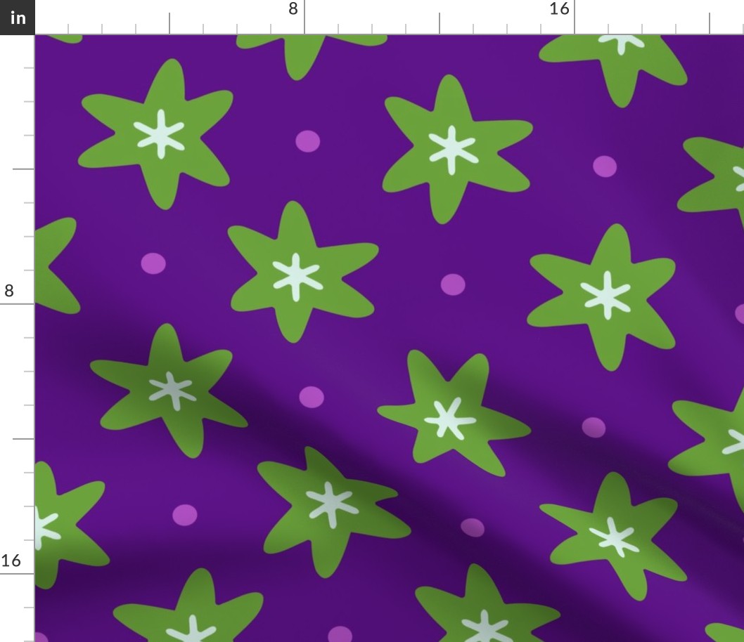 Stars & Dots // large print // Seaweed Serenade Stars on Plum Pearl