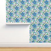 Welcome Home Fanciful Floral in Blue, Purple, and Teal Medium Scale