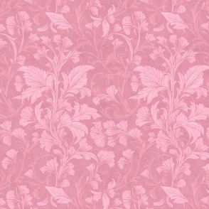 William Morris Style Flourish Damask Pattern Pastel Pink Smaller Scale