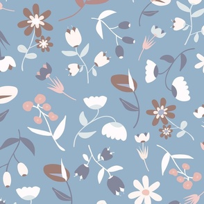Dreamy Flowerbeds - Pastel Blue - Pink - Calla Lily - Daisies - Calla Lillies - Botanicals - Nature - Floral - Flowers