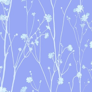 white watercolor floral motifs and buds on mauve (large scale)