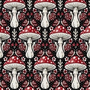(S) Fairy tale Miracle Forest  fly agaric mushroom black white red