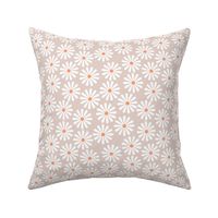 simple happy  daisies flowers beige taupe white orange - small