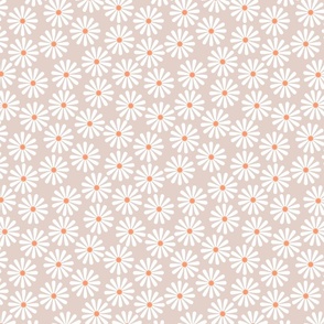 simple happy  daisies flowers beige taupe white orange - small