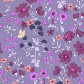 Irene Floral Botanical  Purple Lavender lilac