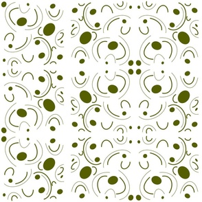  "Enchanting Verdant Whirl: Whimsical Green Mosaic on Crisp White Canvas"