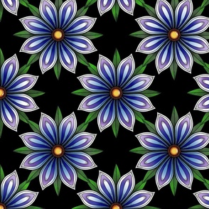 Lovely Flowers Blue and Black